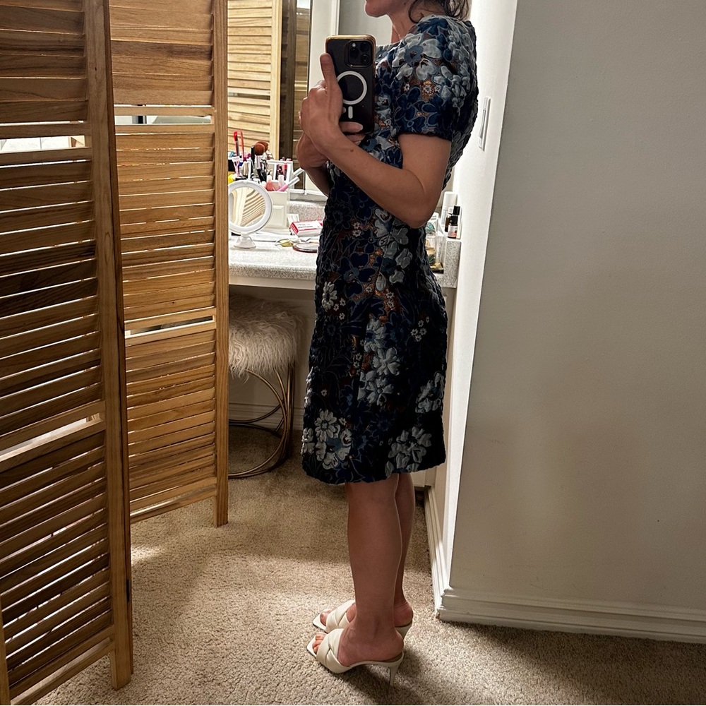 Burberry Prorsum Blue Metallic Short Sleeves Mini Dress size 4 - Picture 10 of 11